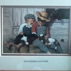 Vintage Framed Mark Arian Print Matted Quote Love Is Patient And Is Kind